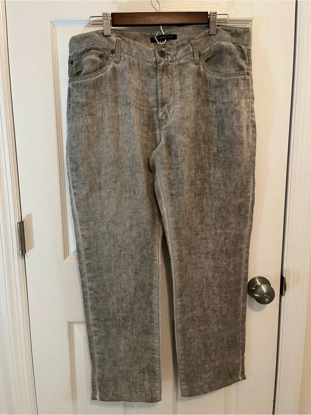 John Varvatos USA Gray Linen Classic Straight Pants Men’s 34 Coastal Luxury NWOT